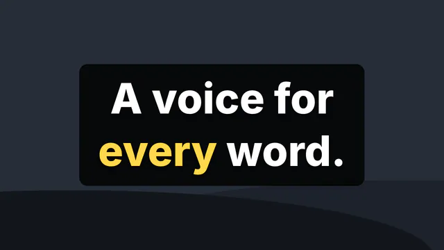 The Studio bold caption template reading “A voice for every word.”