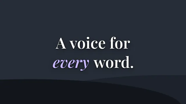 The Italic turn caption template reading “A voice for every word.”