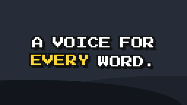 The Pixel caption template reading “A voice for every word.”