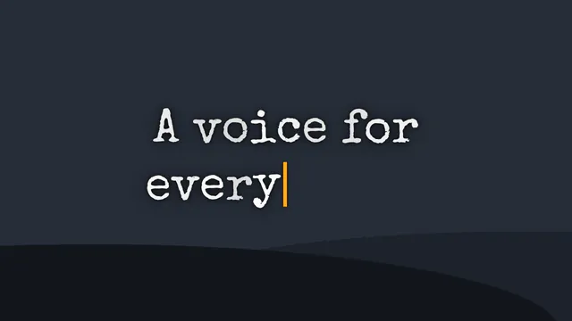 The Typewriter caption template reading “A voice for every word.”